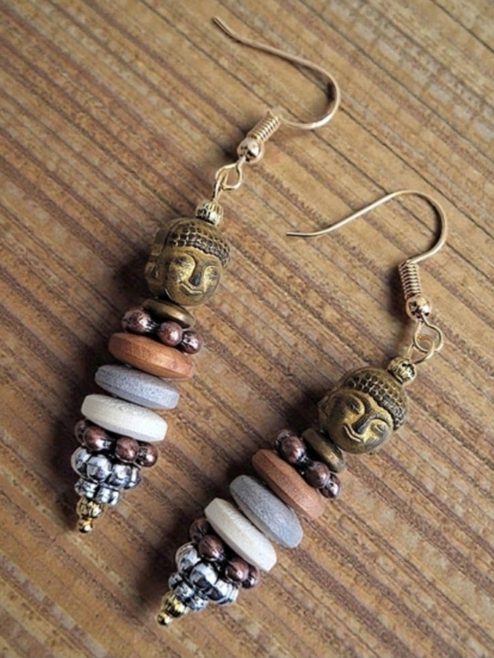 Hand Crafted Gold Buddha Earrings